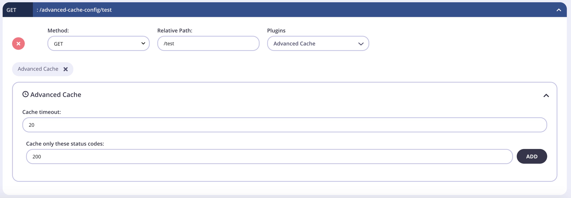Endpoint cache configuration for Tyk Classic API